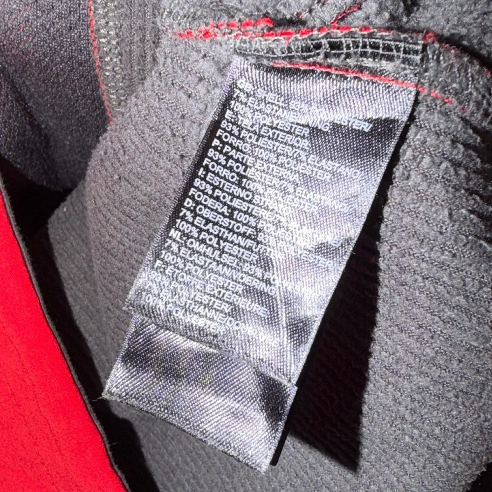 The North Face Mens WindWall Softshell Jacket Red Full Zip Grid Fleece Large